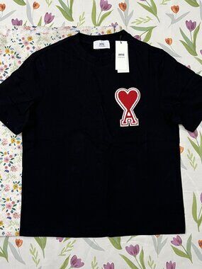Ami Paris Heart A Logo Black Short-Sleeved T-Shirt